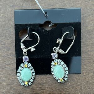 Sorrelli Silver and Green Crystal Earrings